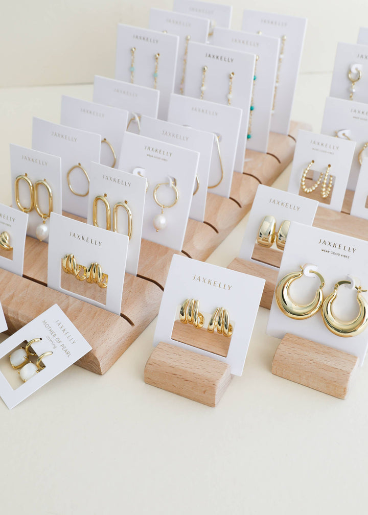 Gold Three Hoop Huggie - Earring