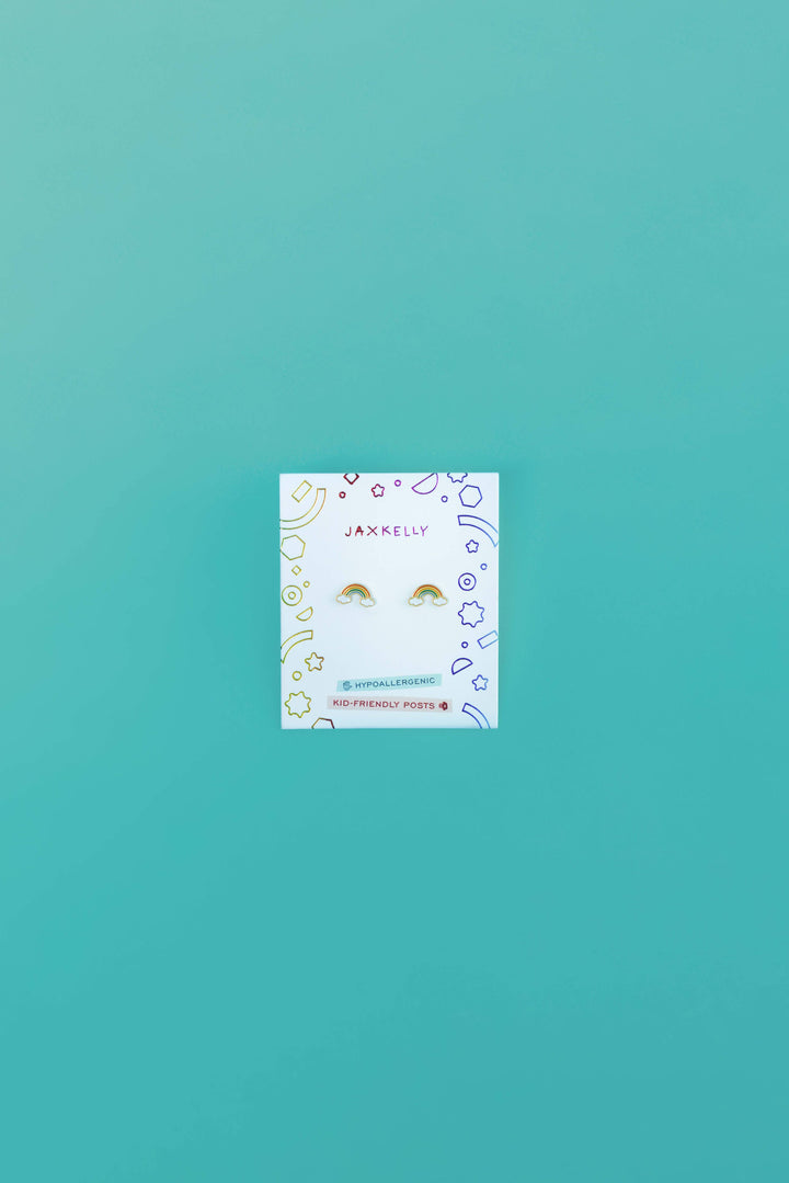 Rainbow Enamel Flat Back Kids Earrings