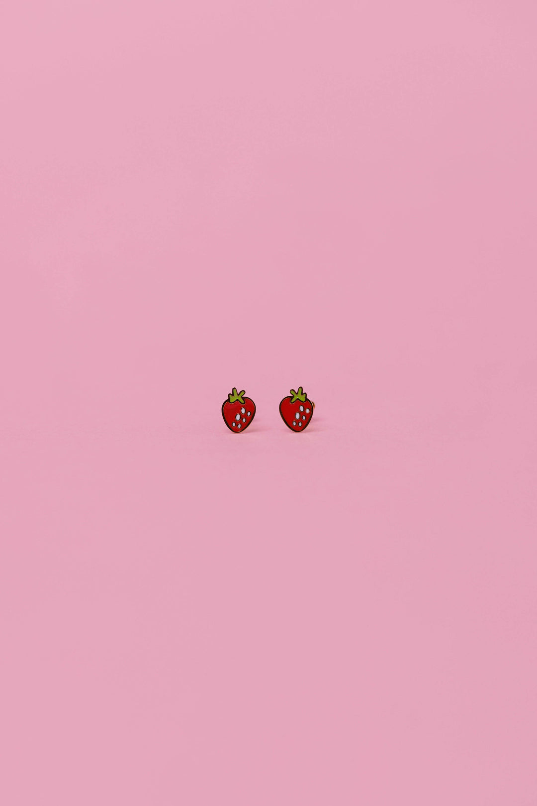 Strawberry Enamel Flat Back Kids Earrings
