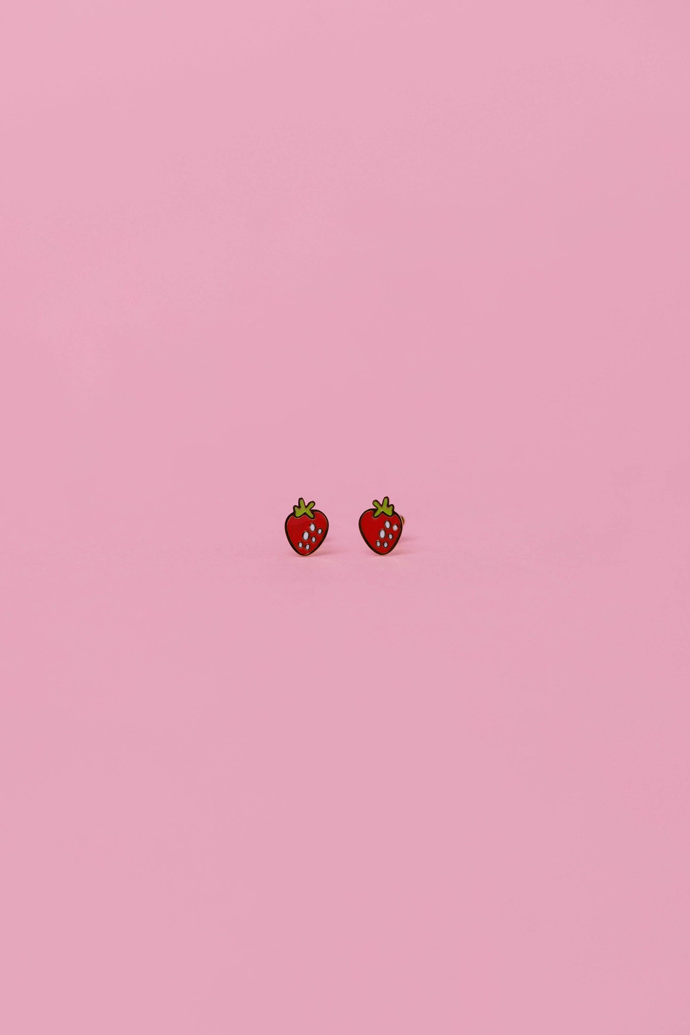 Strawberry Enamel Flat Back Kids Earrings