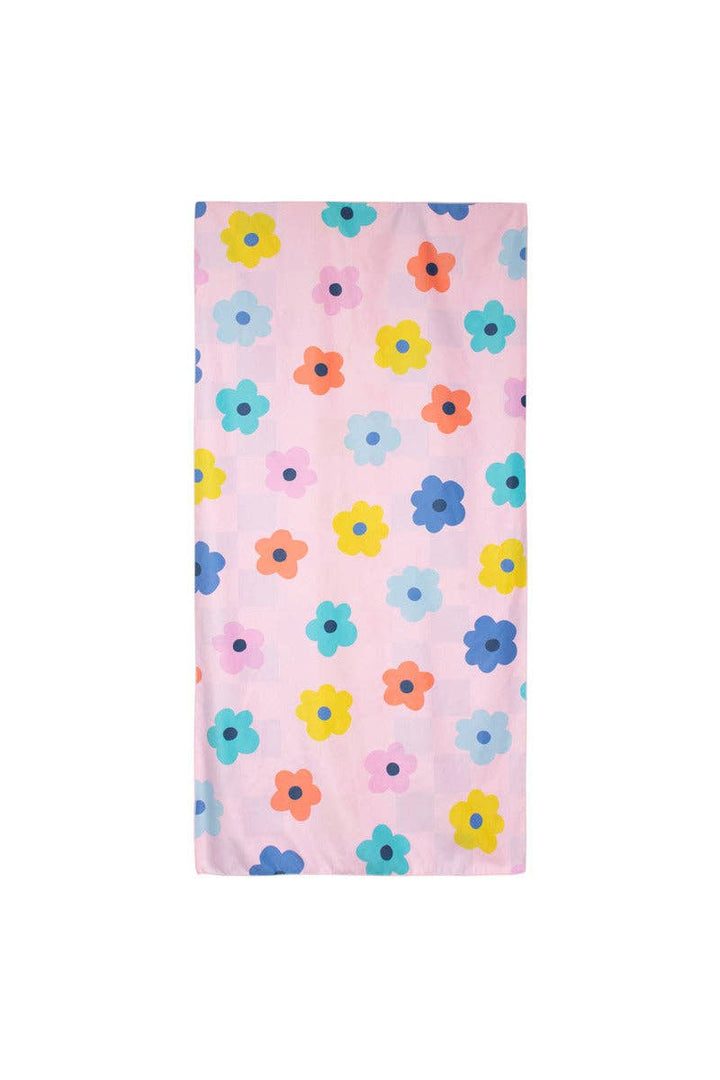 Flowers & Check Quick Dry Towel: Multicolored