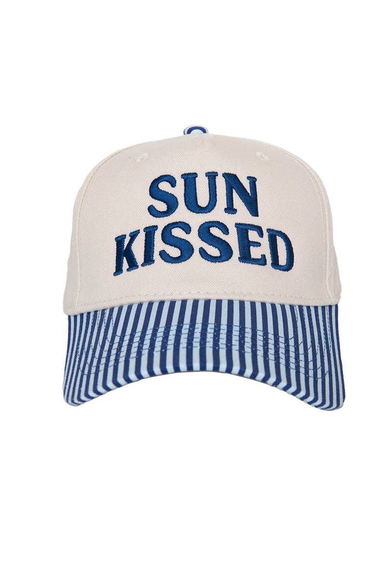 Sunkissed Vintage Trucker Hats Wholesale: Aqua and Green Striped