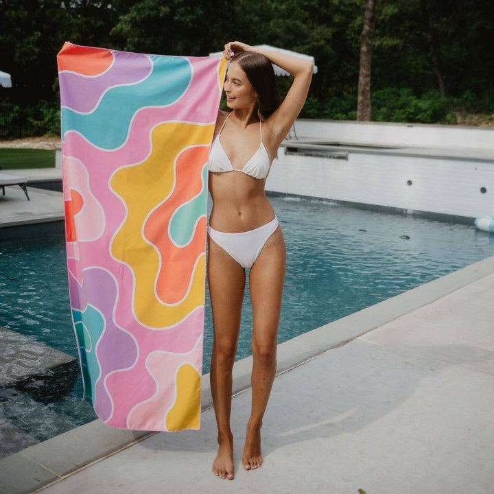 Groovy Flower Microfiber Reversible Towels: Multicolored