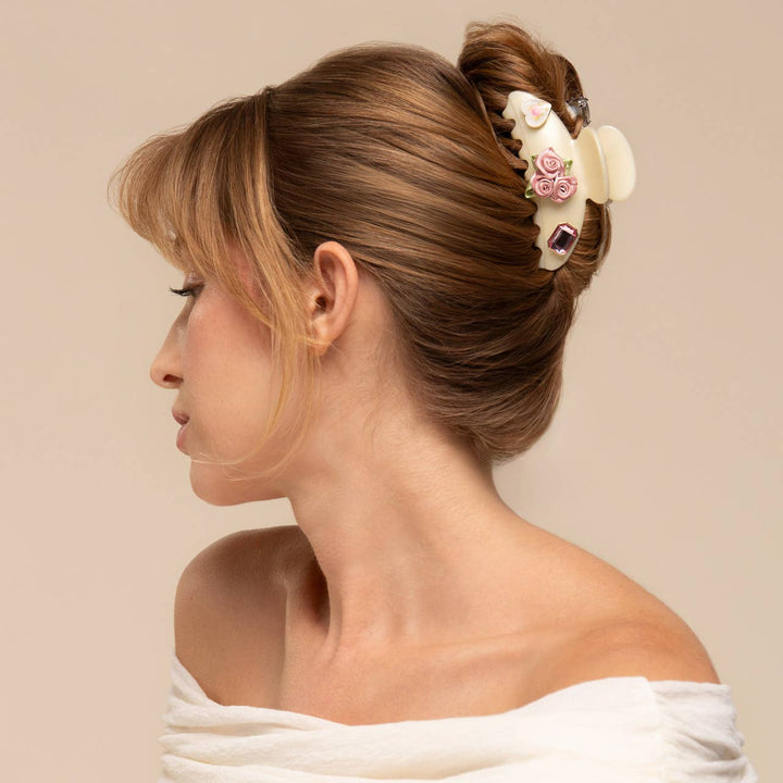 Curved Claw Clip 7pc Set Vintage- Pearlized Cream
