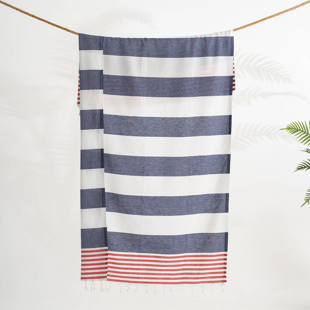 Kikoya - Beach Towels Light Weight Corporate Gift Bachelorette Bridal: Navy/Red