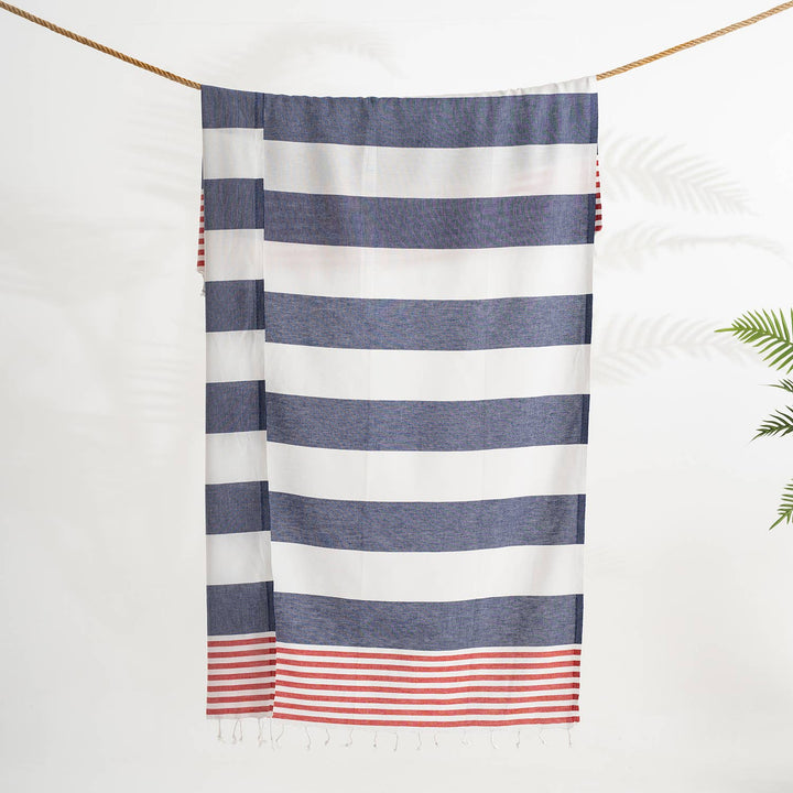 Kikoya - Beach Towels Light Weight Corporate Gift Bachelorette Bridal: Navy/Red