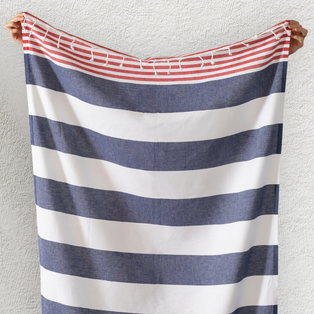 Kikoya - Beach Towels Light Weight Corporate Gift Bachelorette Bridal: Navy/Red