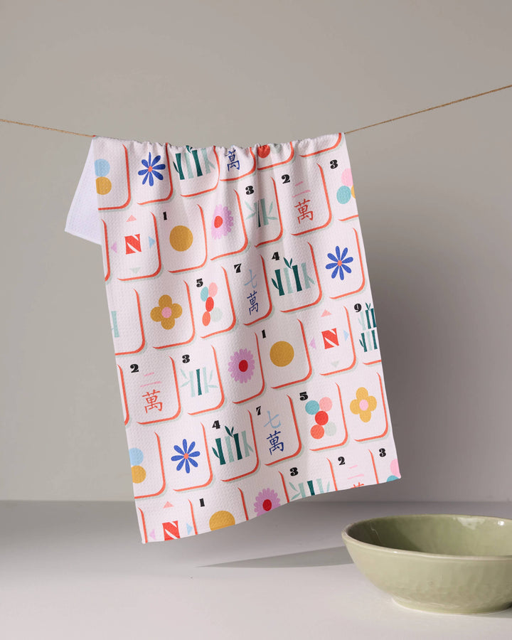 Geometry - Tile Toss Tea Towel - Mahjong