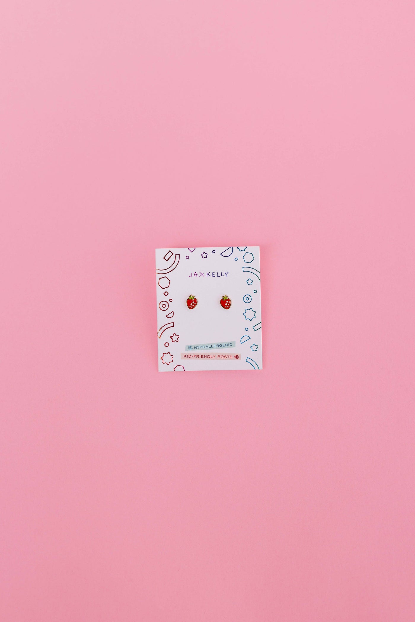 Strawberry Enamel Flat Back Kids Earrings