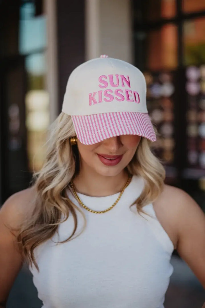Sunkissed Vintage Trucker Hats Wholesale: Aqua and Green Striped