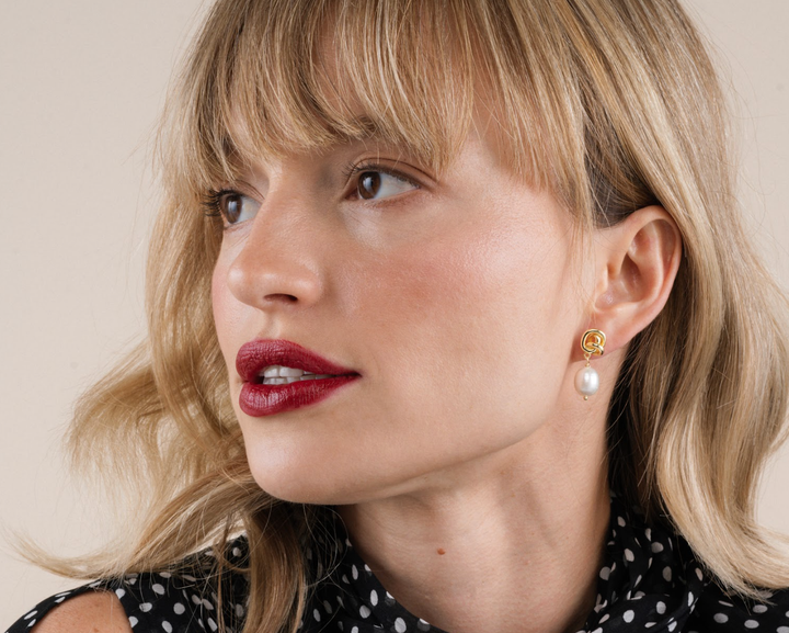 Pearl Knot - Gold Earrings