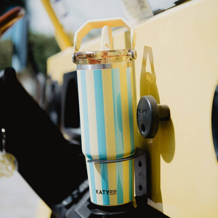 Yellow and Aqua Stripe 30 Oz Cabana Tumbler: Yellow and Aqua Stripe