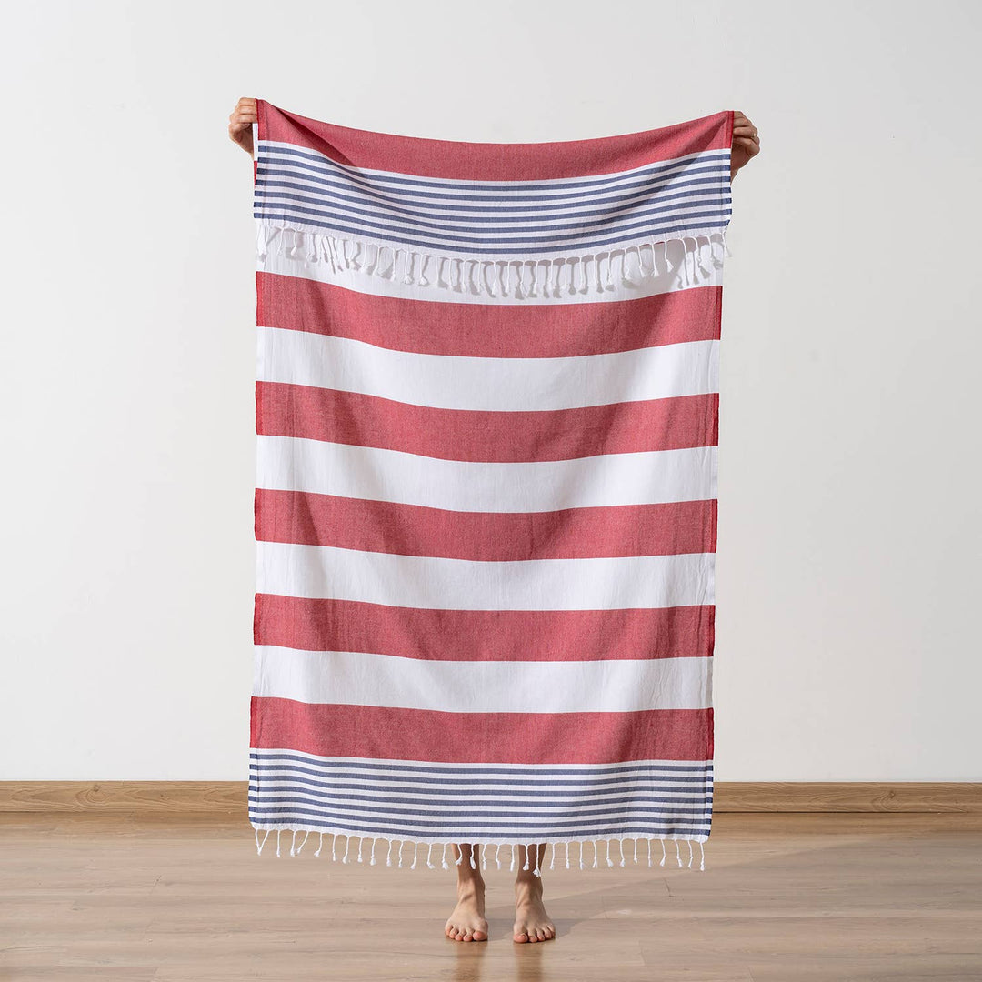 Kikoya - Beach Towels Light Weight Corporate Gift Bachelorette Bridal: Navy/Red