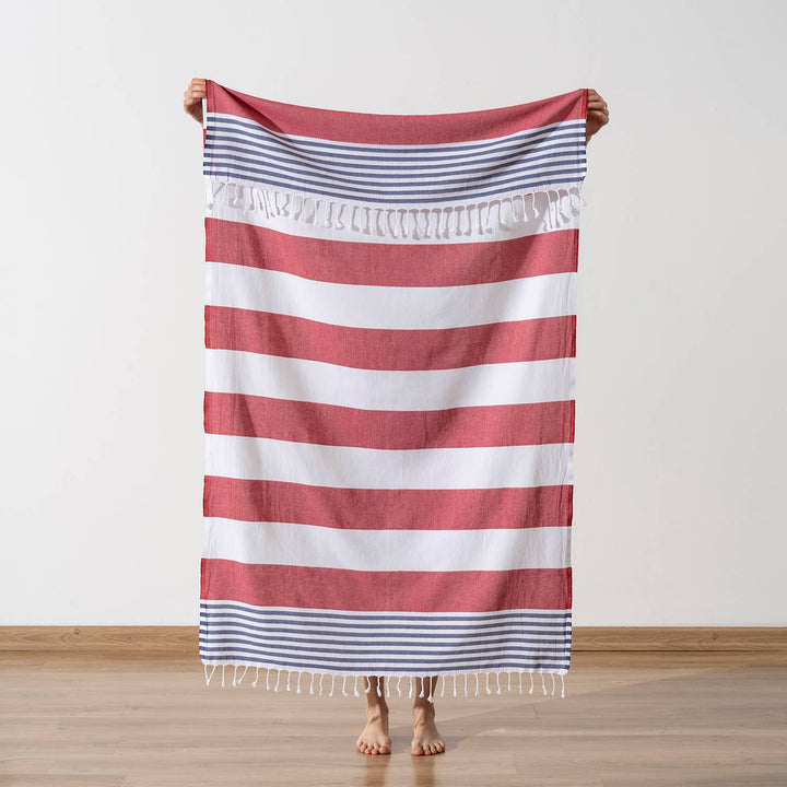 Kikoya - Beach Towels Light Weight Corporate Gift Bachelorette Bridal: Navy/Red