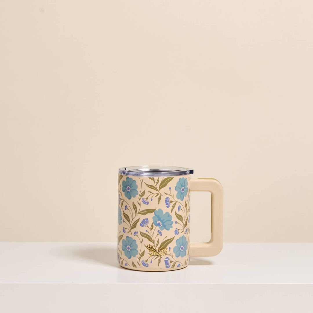 –Poppin' Petals Aqua Insulated Mug