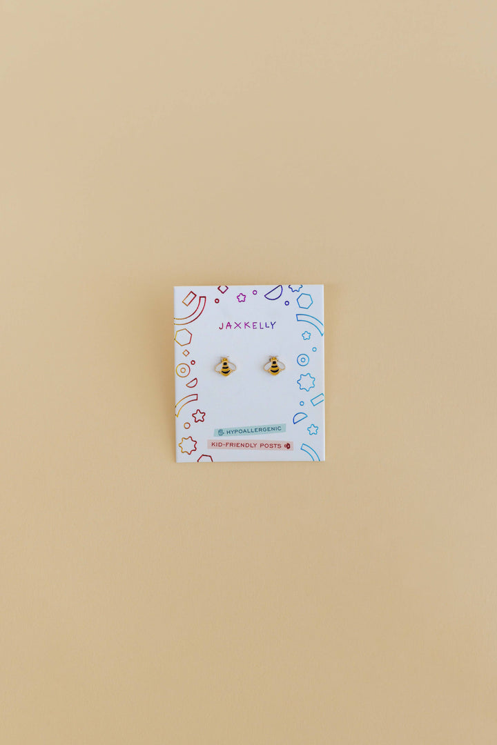 Bumble Bee Enamel Flat Back Kids Earrings