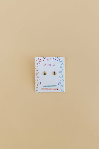 Bumble Bee Enamel Flat Back Kids Earrings
