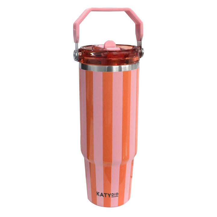 Pink and Orange Stripe 30 Oz Cabana Tumbler: Pink and Orange Stripe