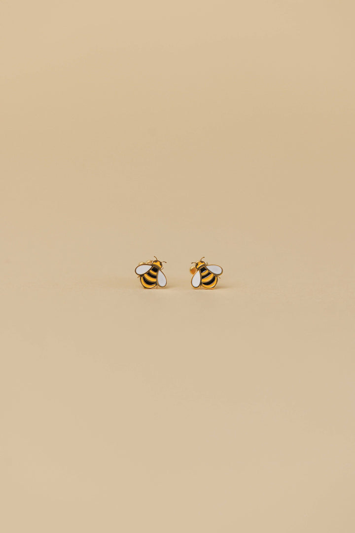 Bumble Bee Enamel Flat Back Kids Earrings