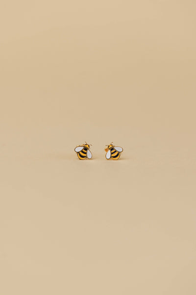 Bumble Bee Enamel Flat Back Kids Earrings