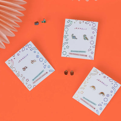 Ladybug Enamel Flat Back Kids Earrings