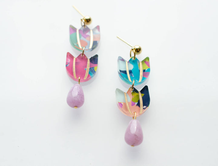 Hand-painted Colorful Tulip Flower Acrylic Earrings