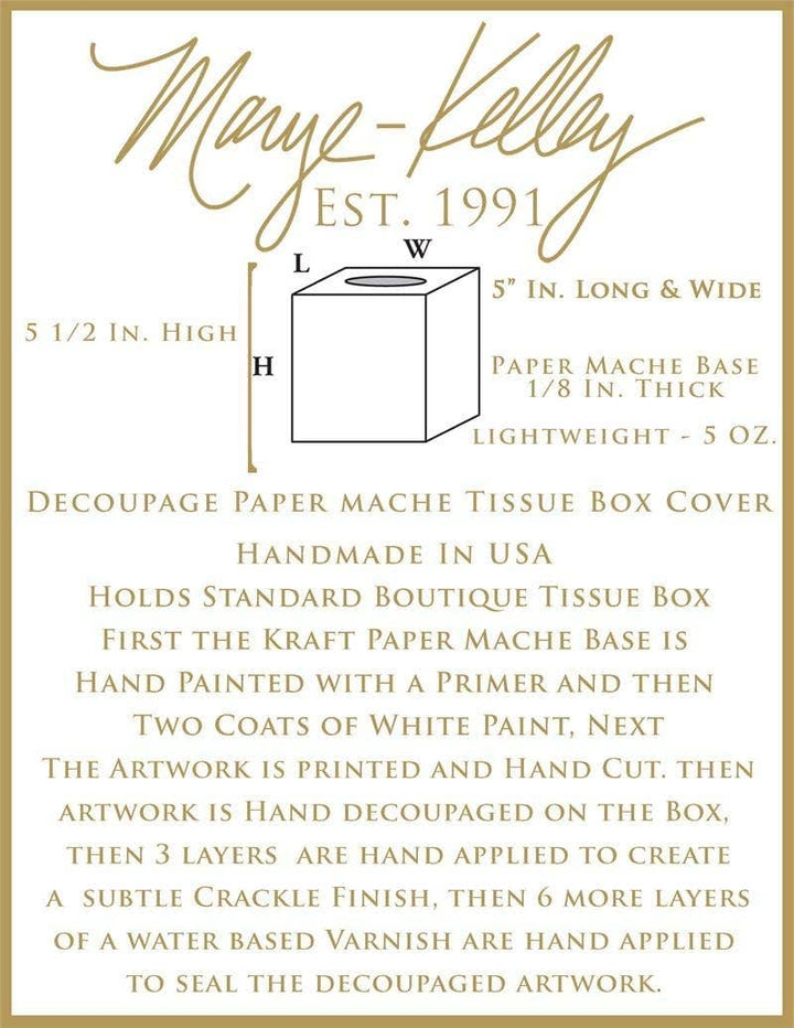 Brooks Avenue Print Tissue Box Cover: Paper Mache