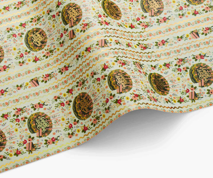 Floral Cake Continuous Wrapping Paper