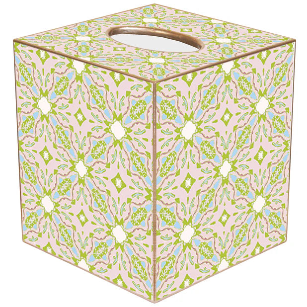 Largos Blush Print Tissue Box Cover: Paper Mache