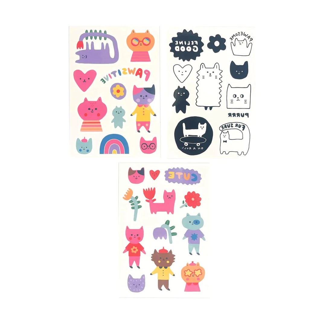Tattoo-Palooza x Suzy Ultman: Temporary Tattoos Mini Pack - Pawsitive Cats