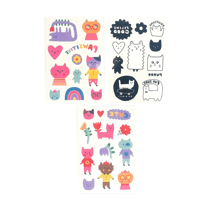 Tattoo-Palooza x Suzy Ultman: Temporary Tattoos Mini Pack - Pawsitive Cats