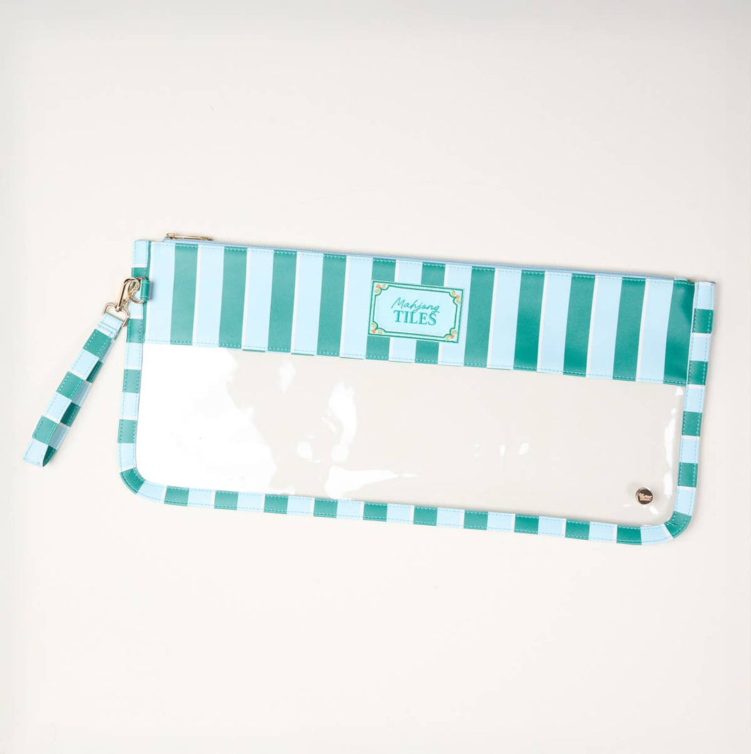 Mahjong Tile Keeper Pouch–Sicily Stripes Teal
