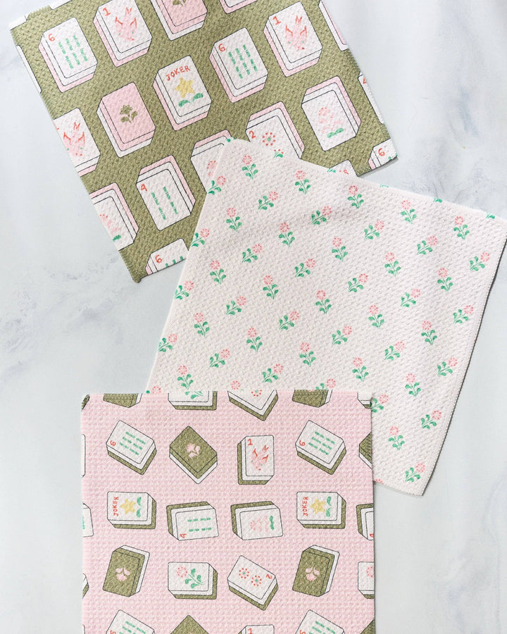 Flower Tiles Dishcloth Set - Mahjong