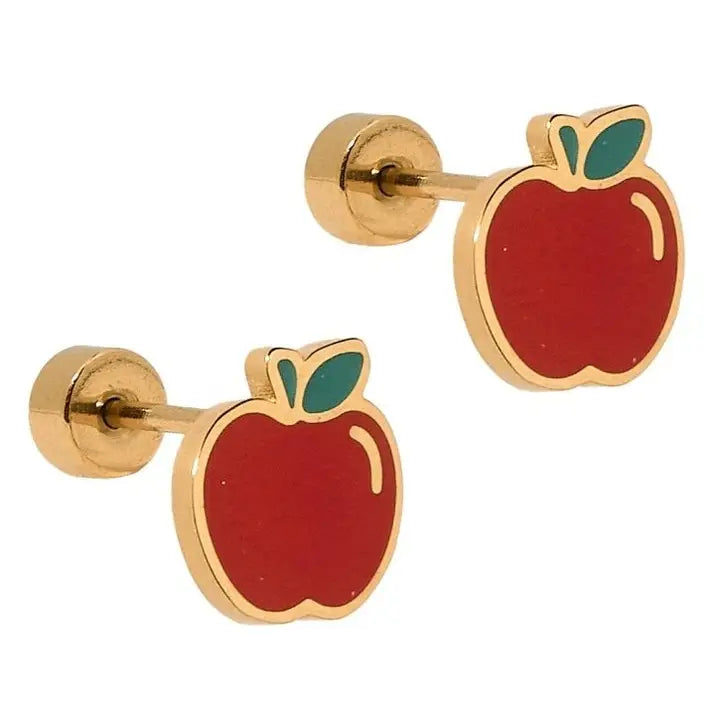 Teacher's Apple Screwback Stud Earrings by Linny Co.