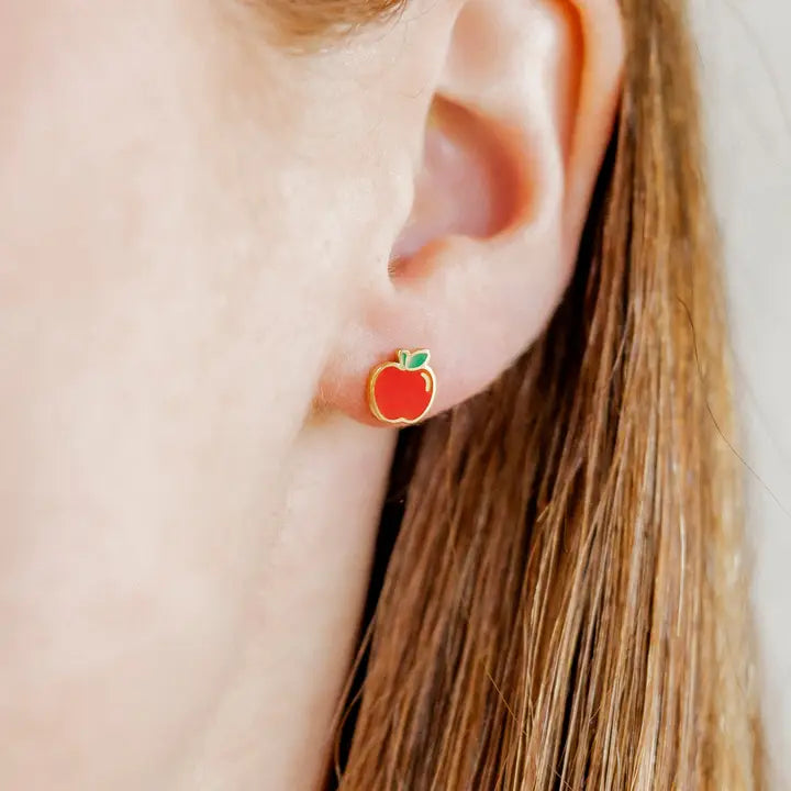 Teacher's Apple Screwback Stud Earrings by Linny Co.