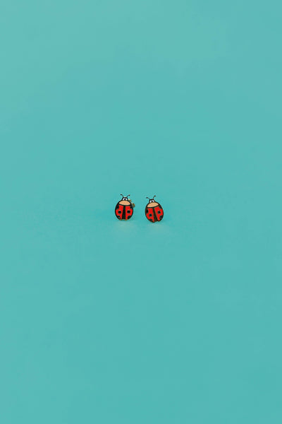 Ladybug Enamel Flat Back Kids Earrings