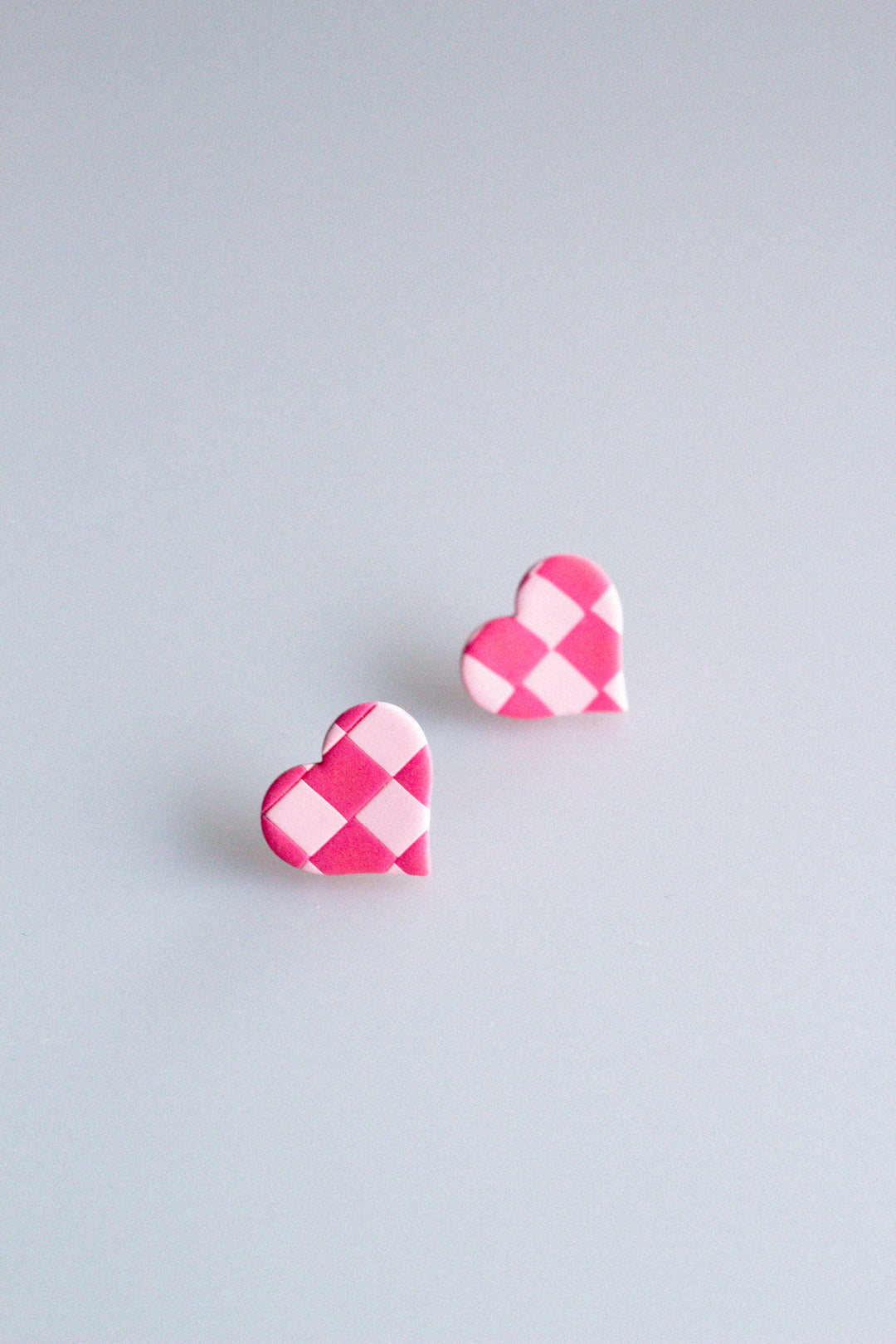 Polymer Clay Checkerboard Heart Stud