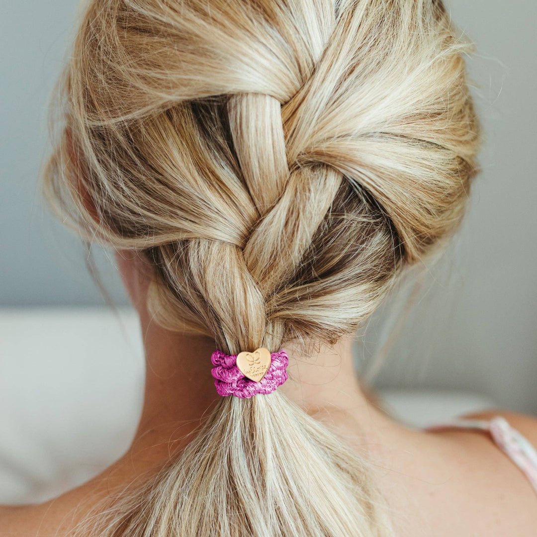 Woven Gold Heart - Bubblegum Pink