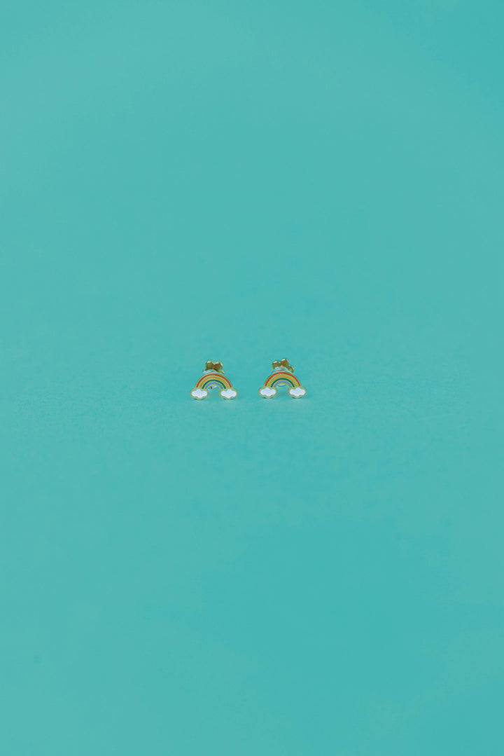 Rainbow Enamel Flat Back Kids Earrings