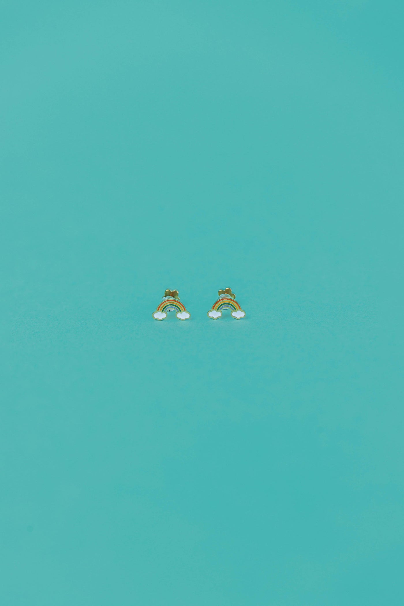 Rainbow Enamel Flat Back Kids Earrings