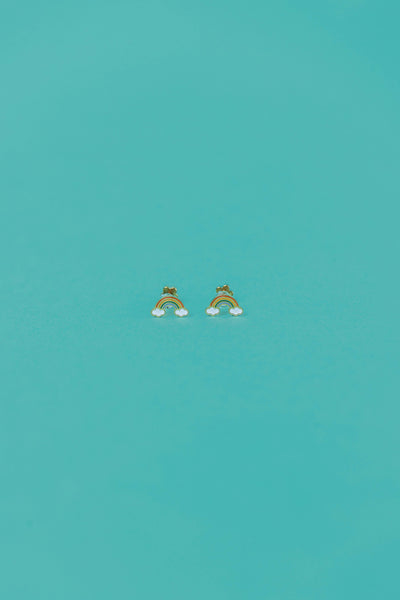 Rainbow Enamel Flat Back Kids Earrings
