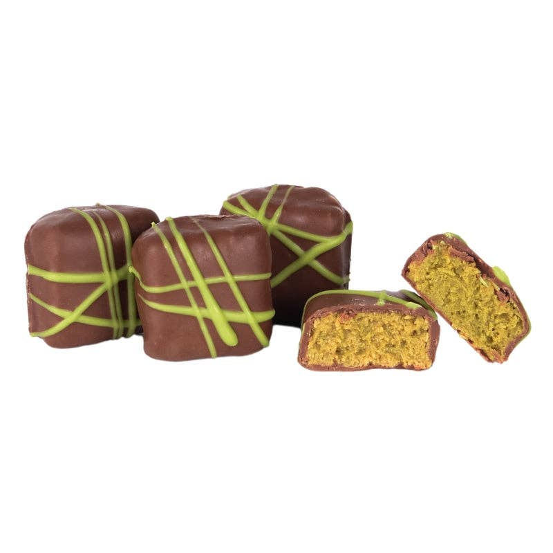 Ticket Chocolate - Handcrafted Dubai Pistachio Chocolate Bonbons: 4-Piece (2.8 oz Box): Dark Chocolate