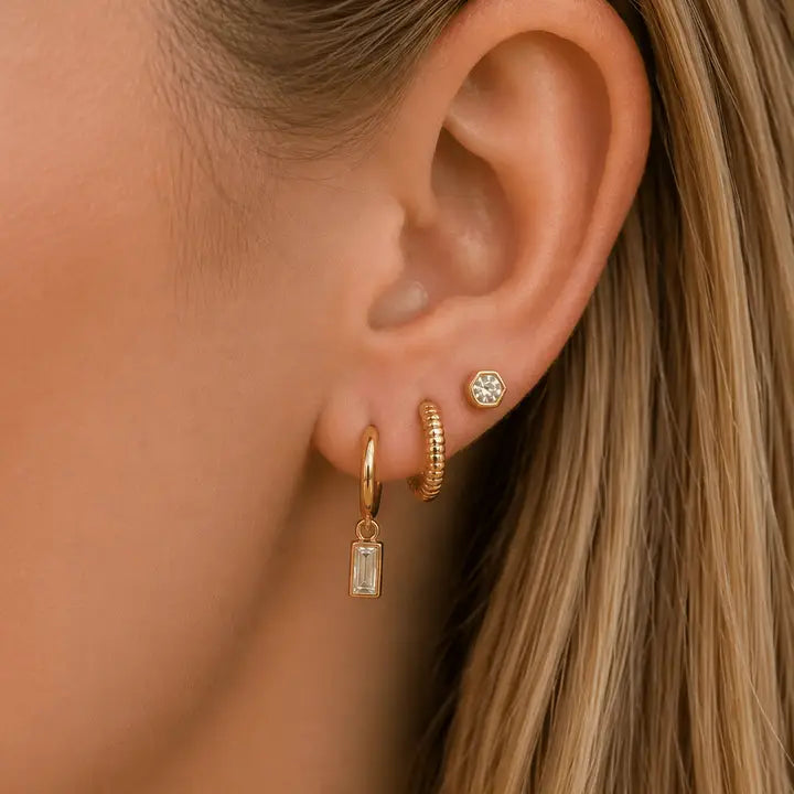 Boston Huggie & Screwback Stud Set by Linny