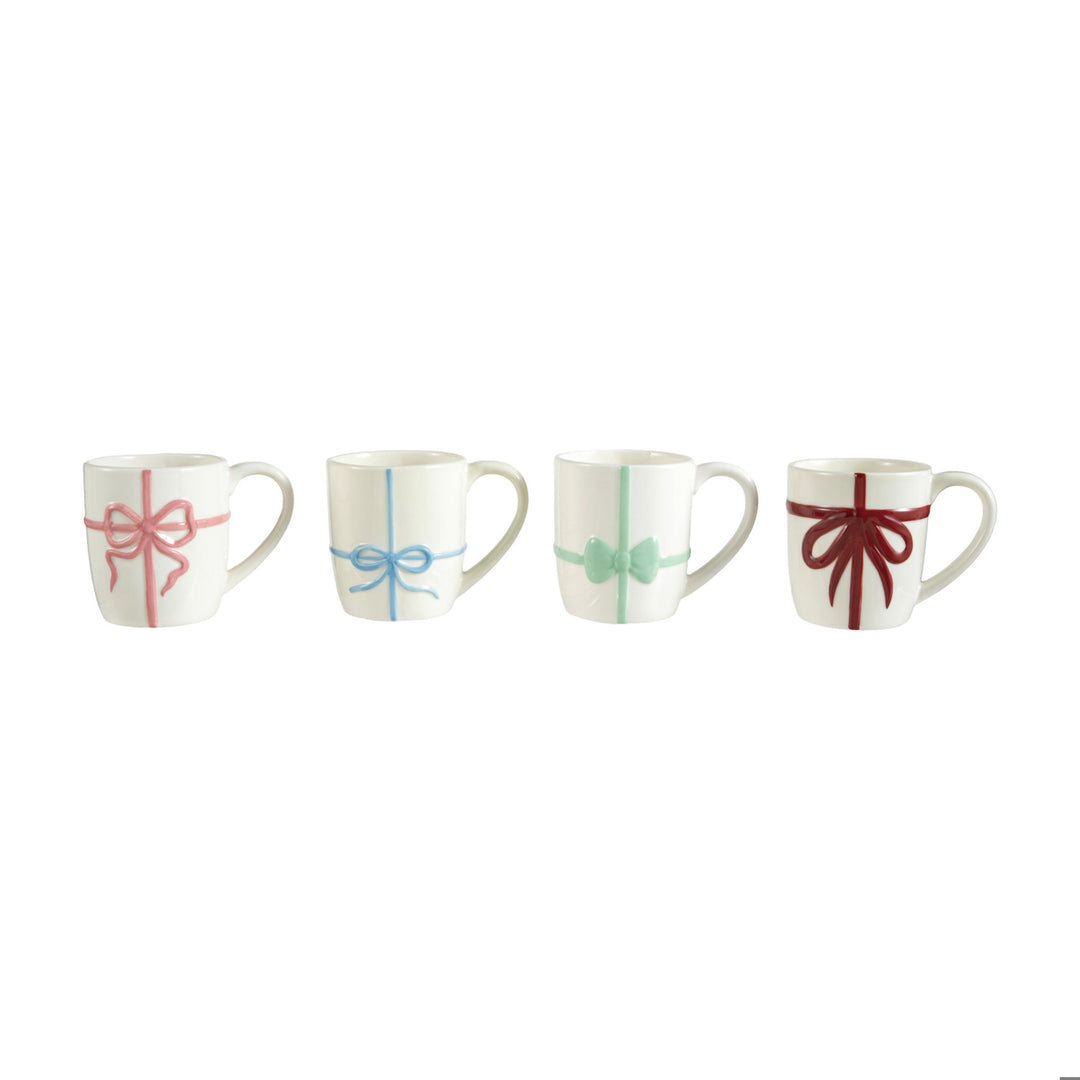 Stoneware Mug with Embossed Bow