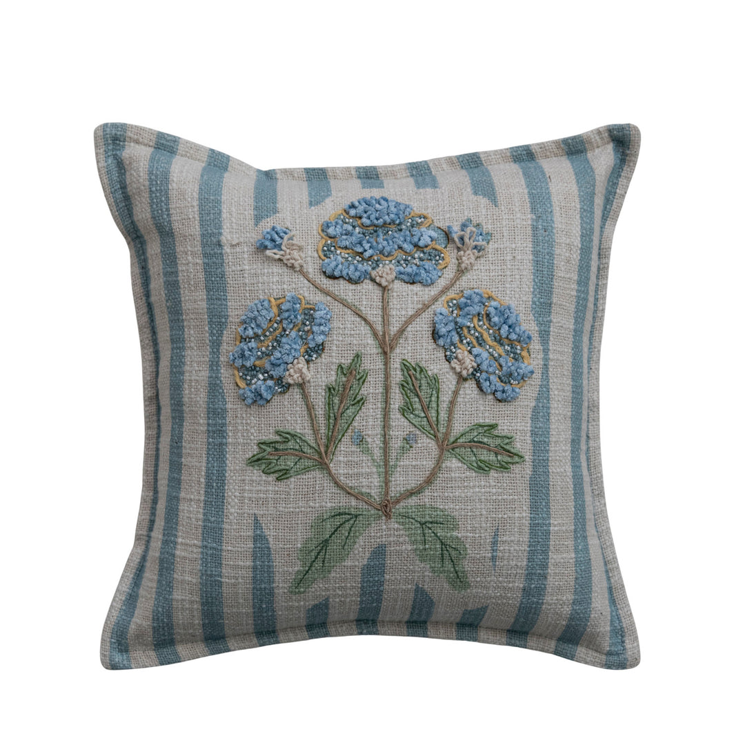 Striped Pillow with Embroidery
