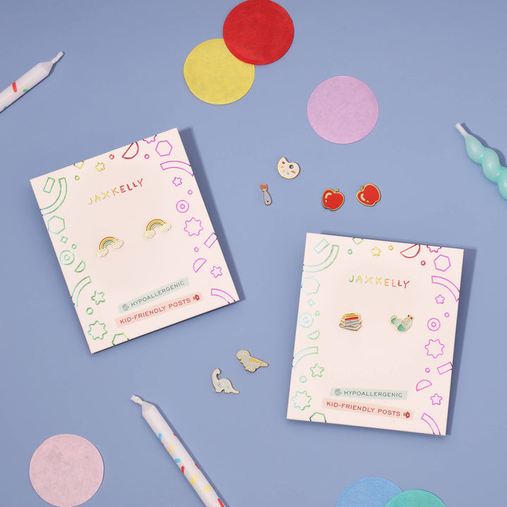 Rainbow Enamel Flat Back Kids Earrings