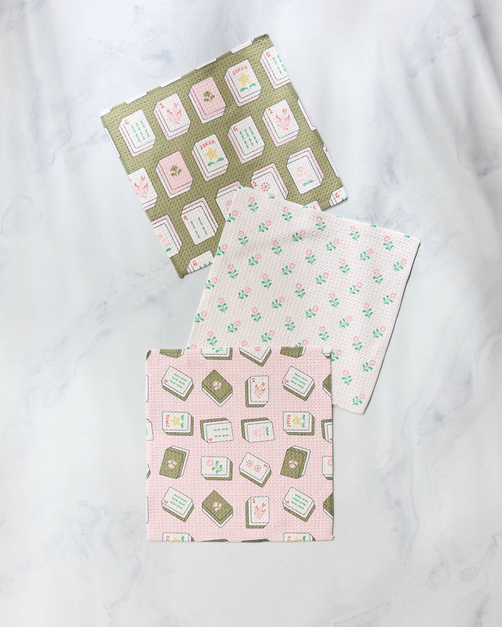 Flower Tiles Dishcloth Set - Mahjong
