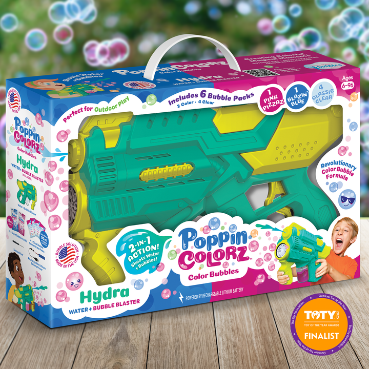 PoppinColorz Hydra: 2-in-1 Water Gun & Color Bubble Blaster
