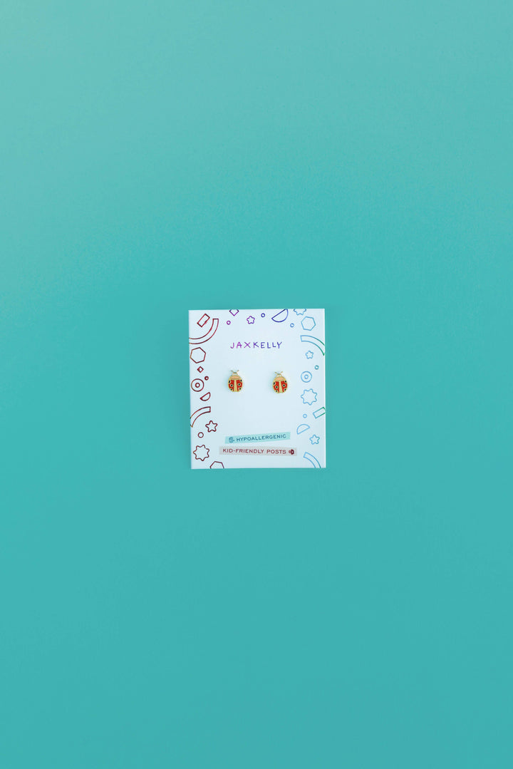 Ladybug Enamel Flat Back Kids Earrings