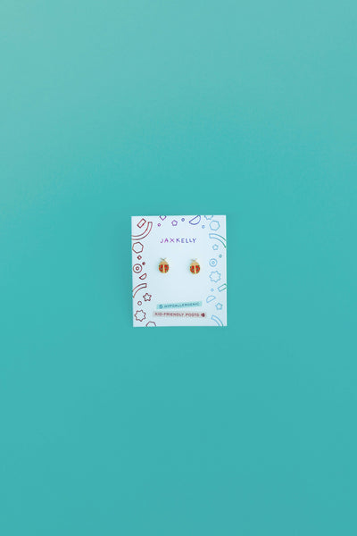 Ladybug Enamel Flat Back Kids Earrings
